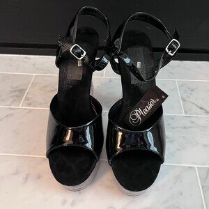 5" platform heels, black- 7M